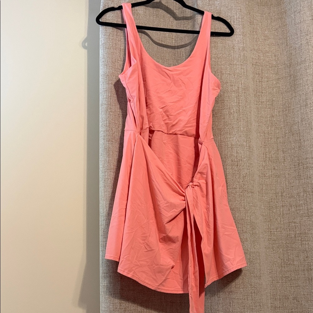 JoyLab Sleeveless Coral Pink Tie-Front Women's Active Dress - XXL - Picture 3 of 5